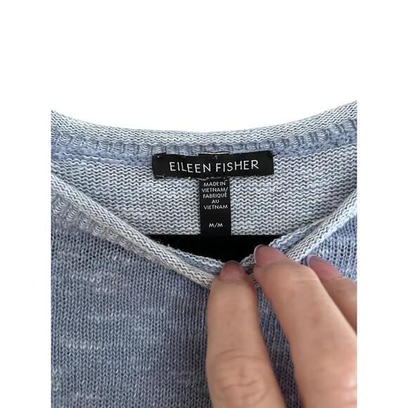 Eileen Fisher Oversized Linen Cotton Top Powder Blue Minimalist Quiet M - Picture 3 of 8